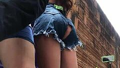 Intriguing assfucking amateur with fuck doll in public favela outdoor sex