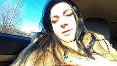 Cheating Tall Wife With Big Ass And Long Legs Sucks Husbands Friend Monster Cock In Outdoor Fur Coat Shopping Affair