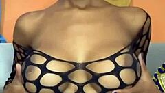 Emotional Rica morena shows creamy pussy and sweet tits with dildo passion.