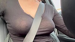 italian artemisia love with big natural tits gets so horny in the car!