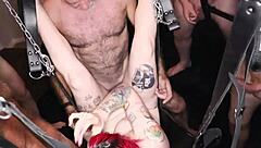 INSANELY horny slut DRAINS the squad with deepthroat and cum swallowing