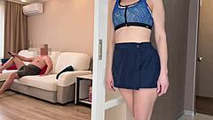 petite russian 18+ begs older man to fuck her tight pussy doggystyle and cum on tits in amateur homemade video