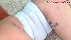 Sexy White Outfit on Tattooed Latina with Big Ass Giving Delicious Deepthroat Blowjob