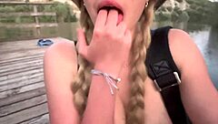 Stranger Gropes And Squirts Cute Pink Pussy In Jungle