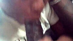 Ebony Slut Delivers Sloppy Public Blowjob in Car Leading to Massive Cumshot