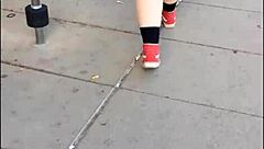 Blonde girlfriend flashes tits outdoors boyfriend catches her recording chubby amateur gets busted in public interracial fun