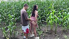 i hooked up with horny girlfriend in rainy cornfield and finished on her ass