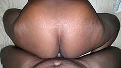 Horny brunette takes massive black cock doggystyle until wet pussy gets creampie finish.