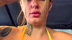 Training at the gym facing Copacabana beach in see-through bikini with my friend, getting all the muscle guys staring at our excited wet pussies!