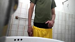 Hey, check out this Italian straight guy getting kinky in the bathroom - what a wild visit!