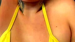 Training at the gym facing Copacabana beach in see-through bikini with my friend, getting all the muscle guys staring at our excited wet pussies!