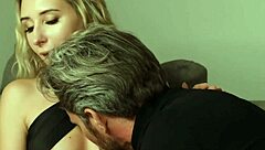 Blonde Tory's BF Enjoys Shaved Pussy Blowjob Contrasted with Nasty Ass Licking and Cum Swallow