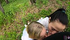 hey guys, can we do this amateur threesome blowjob outdoors with cum in mouth?