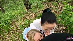 hey guys, can we do this amateur threesome blowjob outdoors with cum in mouth?