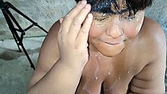 Intriguing Latina Milf Gets Massive Facial Cumshot in Outdoor Backyard Action