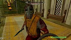 In the world of Skyrim, a big booty redhead struts nude with massive tits bouncing wildly.