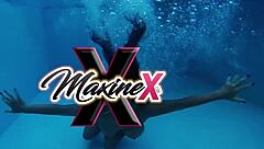 Maxine X takes big dick masseur in squirting anal assfucking with toys and deepthroat rough maledom. Huge cock bends over brunette pornstar during wet pussy massage vibrator session.