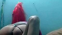 Intriguing webcam session with Latina riding cowgirl in sexy thong panties