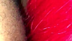 Red Wet Cumshot Covers Sloppy Ebony Redhead In Hood