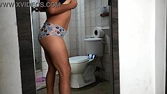 i'm recording myself undressing in the bathroom, showing off my big ass and huge tits