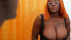 Mature beauty with huge tits enjoys passionate interracial sex with monster black cock.