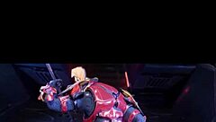 Female Sangheili Fucks Man with Monster Cock in Femdom Creampie Scene