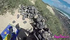 Beach pov doggystyle with tanned big ass and wet pussy close up