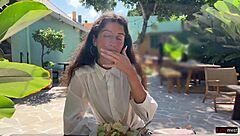 Hey, I asked my friend to cum on my face in a cafe so I could eat food with sperm - wild public cumwalk!