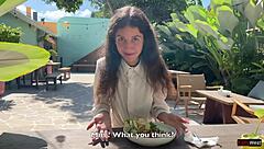 Hey, I asked my friend to cum on my face in a cafe so I could eat food with sperm - wild public cumwalk!