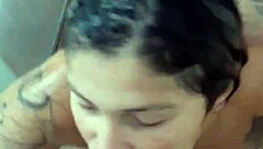 Man cums on her tits during armpit fetish play in bathroom shower