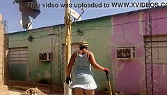 Neighbor can't resist staring at my big ass in short dress