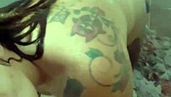 Man cums on her tits during armpit fetish play in bathroom shower