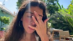 Hey, I asked my friend to cum on my face in a cafe so I could eat food with sperm - wild public cumwalk!