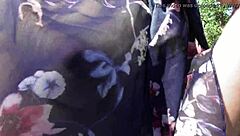 Hey, check out this hairy mature lady flashing in aladdin pants at the public park!