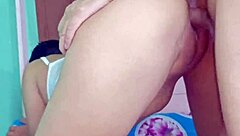 Whoa, this perfect body teen 18+ rides boyfriend for creampie