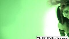 Wow, busty brunette babes Charley and Alia Janine dive into intense lesbian fucking with oral action on big tits and pussy.