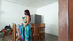 Oh wow, look at this sexy young Latina maid spreading her pretty pussy wide open for fun