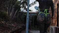 Micro Bikini Twerking And Pole Dancing With Melody Radford In Outdoor Solo Performance