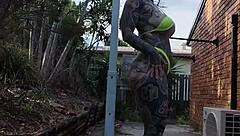 Micro Bikini Twerking And Pole Dancing With Melody Radford In Outdoor Solo Performance