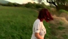 imagine a cute chubby latina nerd flashing her big natural tits outdoors for the first time