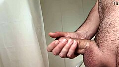 I enjoy solo masturbation with my big cock close up before taking a hot bath