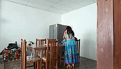 Oh wow, look at this sexy young Latina maid spreading her pretty pussy wide open for fun