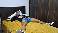 Blonde girlfriend lets me suck cock in homemade bedroom roleplay