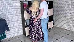 in a cozy homemade setting, the curvy stepmom felt her beautiful big ass deeply penetrated by the young man's throbbing cock during their intimate encounter