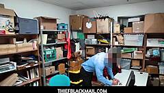 Smooth Criminal Teen Audrey Royal Bangs Two Guards for Freedom in Shop