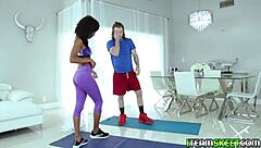 Teen Ivory Logan delivers deep throat blowjob on Brick Danger's juicy white cock in hardcore scene