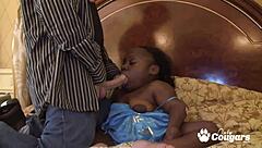 i experience a unique interracial moment with a petite black lady handling a white guy in bizarre shaved pussy action