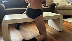 Hey, check out this preview of aggressive myofascial pressure release stretching on the table in underwear with percussion massager!