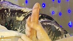 i feel so aroused milking his uncut cock right into my mouth with lactating drips.