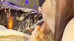 i feel so aroused milking his uncut cock right into my mouth with lactating drips.